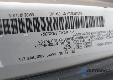 2008 Subaru Legacy 2.5I from USA, damaged, VIN 4S3BL616X87221680